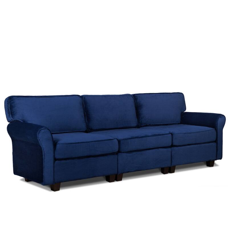 94.49" Corduroy Fabric 3-Seater Sectional Sofa
