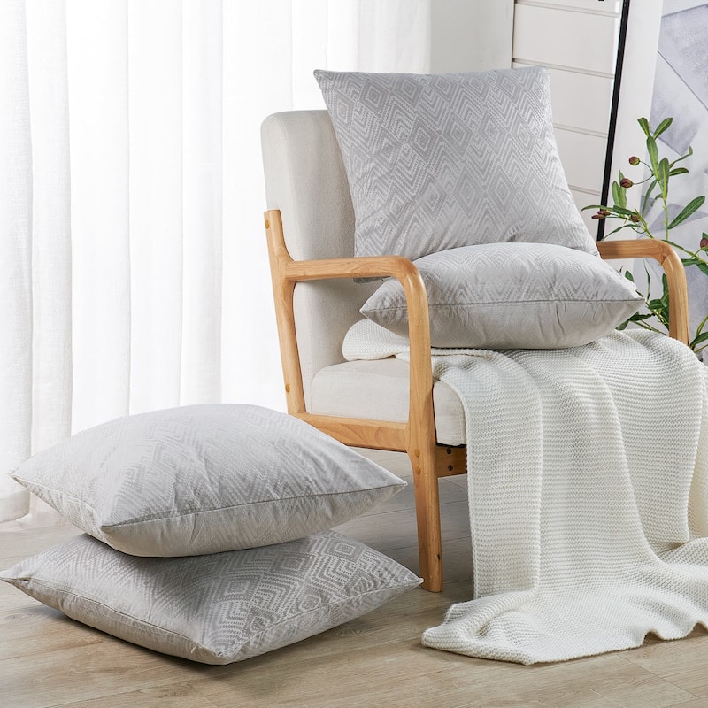 Tonopah Ikat Velvet Throw Pillow Cover Set, NO INSERT - 20" x 20" - Silver