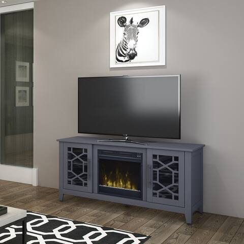 Clarion TV Stand for TVs up to 60 inches with Electric Fireplace, Cool Gray