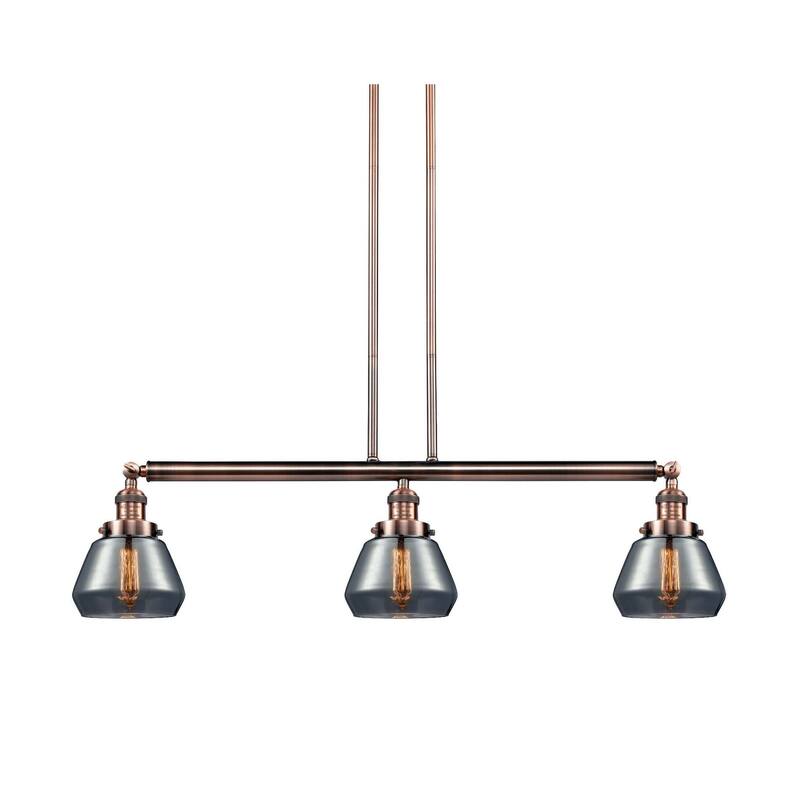 Innovations Lighting Fulton 3 Light 39" Wide Linear Chandelier - Antique Copper / Plated Smoked