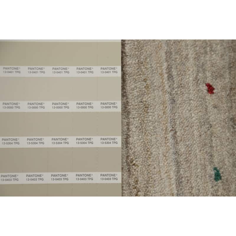 Hand Knotted Oriental Viscose Silk Carpet Tribal Animal Pictorial Beige & Ivories Gabbeh Area Rug - 11' 10'' X 8' 10''
