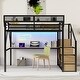 preview thumbnail 47 of 56, High Loft Bed Metal Bed Frame with Stairs Built-in Shelves and Wardrobe, Side Grid Rack, Light, Charging Station and Desk