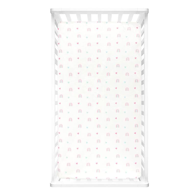 Lush Decor Baby Llama Love Rainbow Soft & Plush Fitted Crib Sheet - 52"x 28" x 9"