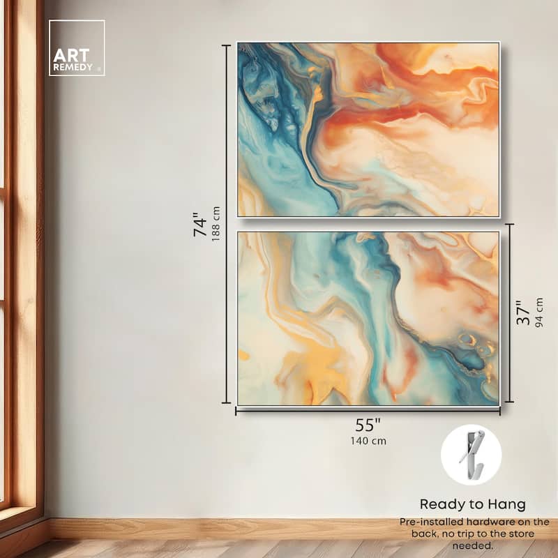 Marbled Sunrise II Canvas Set of 2 by Art Remedy