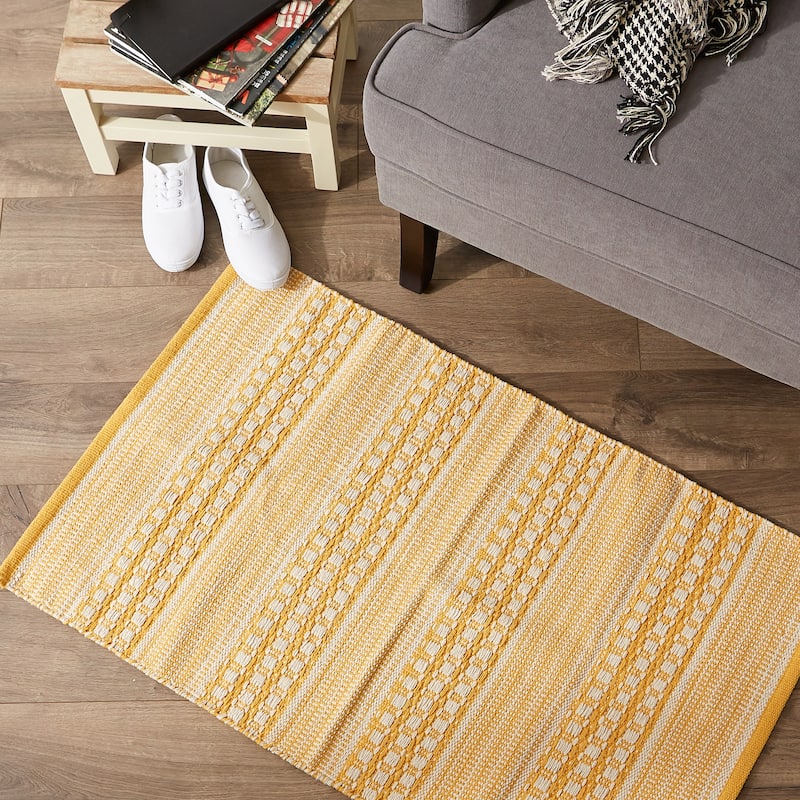 DII Stone Dobby Stripe Hand-Loomed Rug 2ft 6inx6 Ft - 36.0 In. L X 24.0 In. W X 0.2 In. H