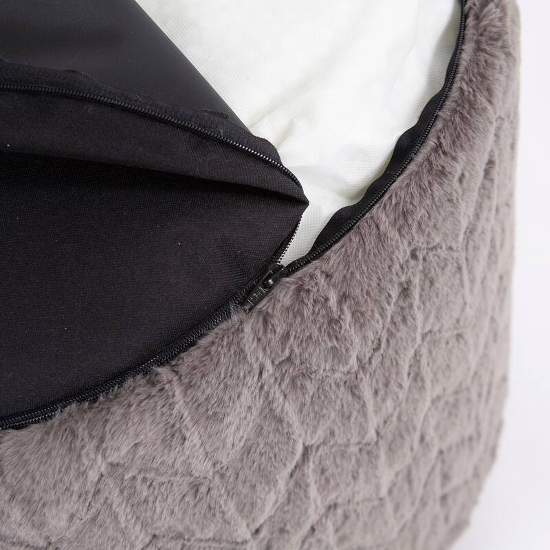Allan Andrews Tall Pouf Angora Stone