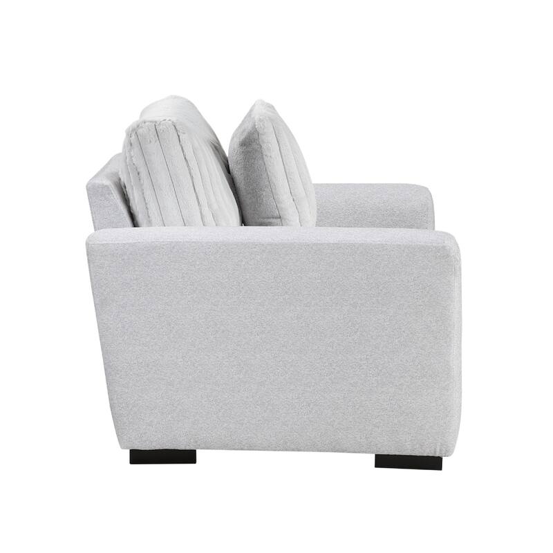 Zian Armchair w Pillow, Foam Cushions, Light Gray Microfiber and Corduroy