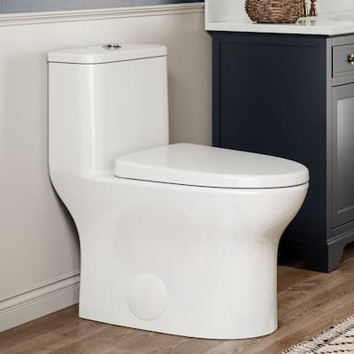 WaterSense Dual Flush Toilet, 1.0/1.27 GPF, Elongated Rimless Bowl, Child Seat, 1000g Flush Power - 12 inch Rough In