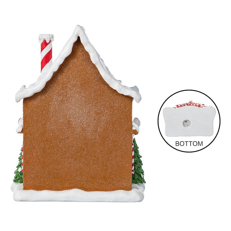 Glitzhome Lighted Christmas Gingerbread House Resin Village Xmas Table Decor Collectible Figurines