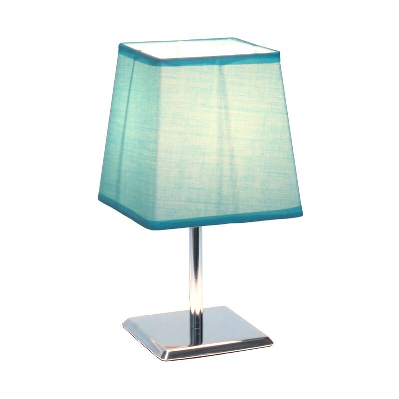 9.65" Compact And Chic Modern Square Chrome Accent Table Lamp, For Living Room, Bedroom, Office, Black Shade