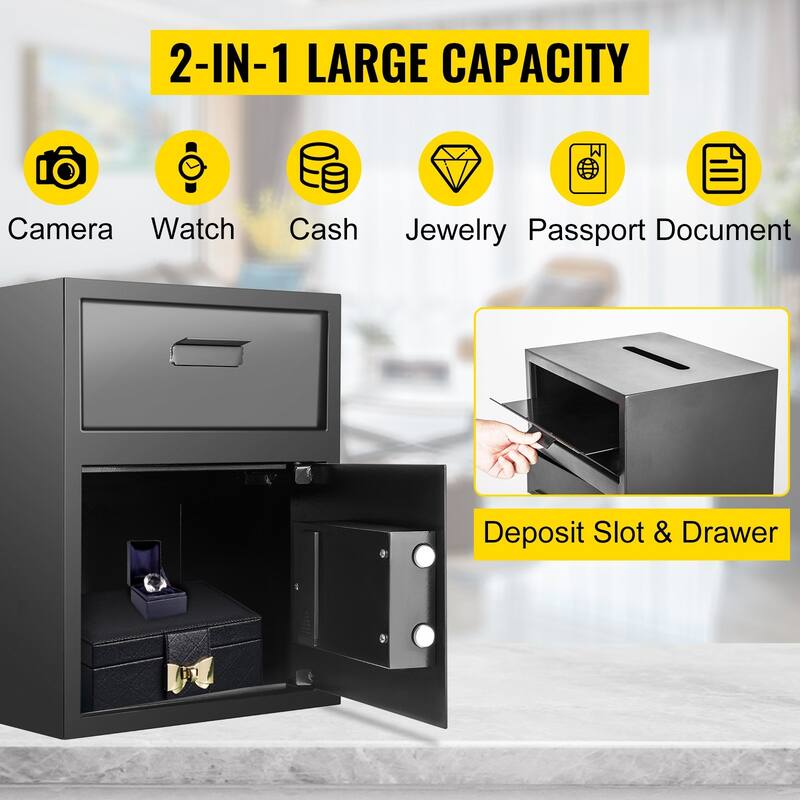 Digital Depository Safe 1.7 Cubic Feet Made of Carbon Steel Electronic Code Lock Depository Safe with Deposit Slot