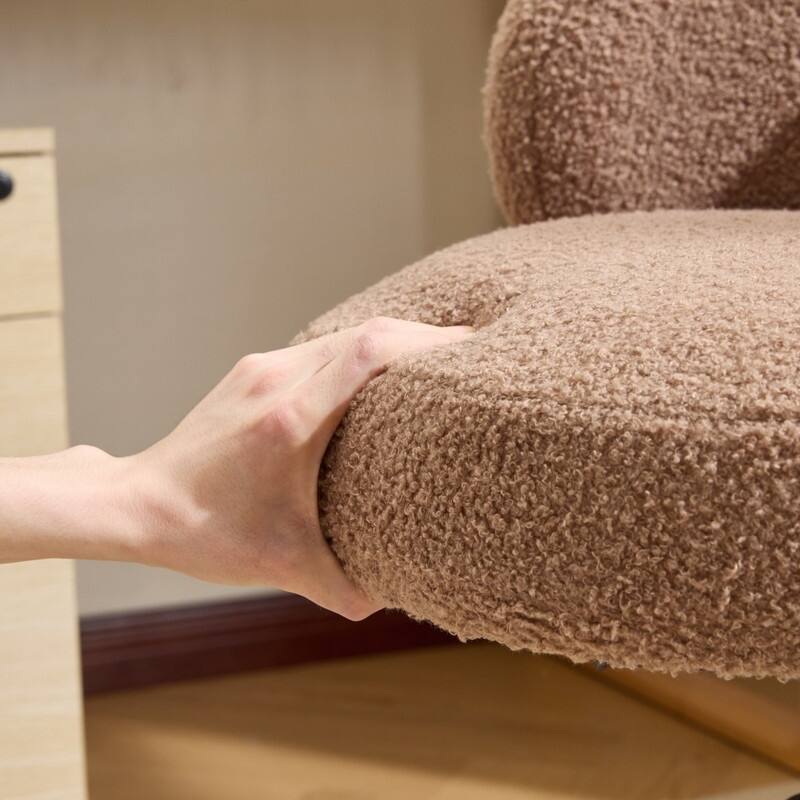 Teddy Swivel Chair Adjustable Rolling Office Desk Chair with Wheels and Support for Living Room - N/A