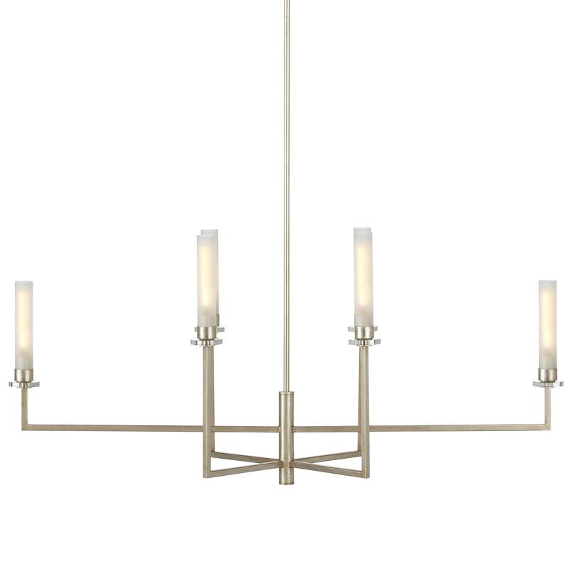 Currey & Company Courante Silver Chandelier - 25.5"h x 44.75"w x 15"d - 25.5"h x 44.75"w x 15"d - Champagne/Frosted White