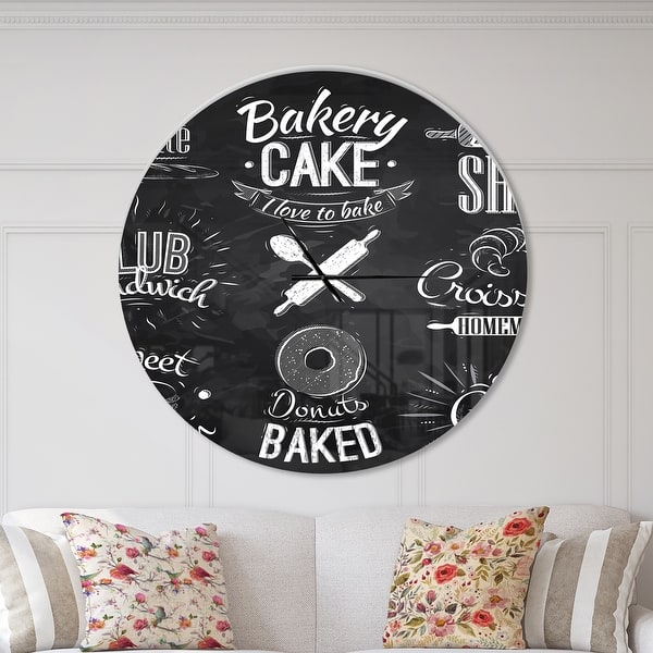 slide 2 of 10, Designart 'Bakery Characters' Oversized Modern Wall CLock 36 in. wide x 36 in. high