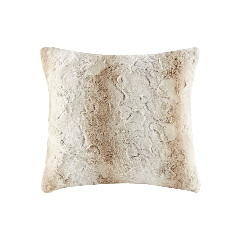 Madison Park Zuri Fax Fur Square Pillow - Sand