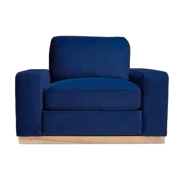 45 Inch Platform Chair, Padded, Plinth Base, Cobalt Blue Fabric ...