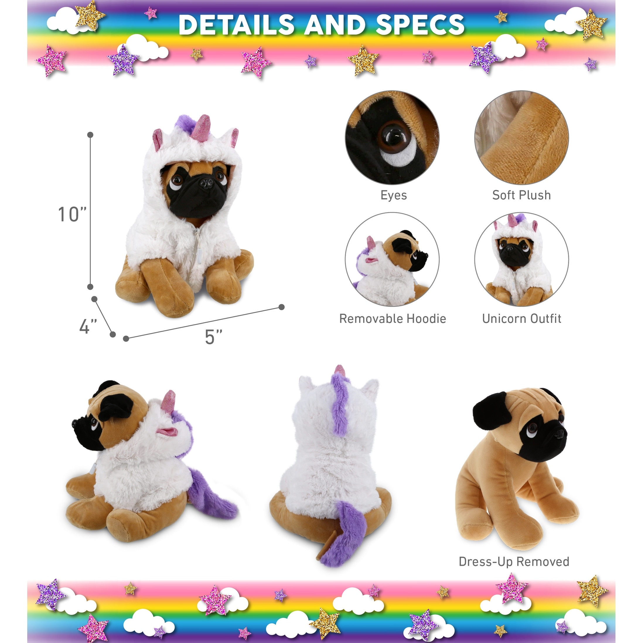 Pug clearance unicorn teddy
