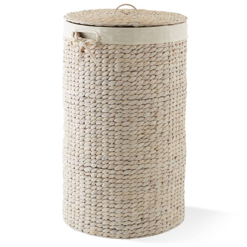 Round Laundry Hamper Basket with Lid and Liner for Clothes