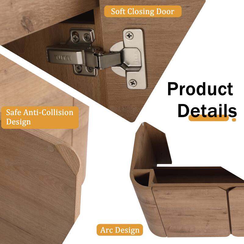 Malwee 48"/60" Floating Bathroom Vanity with Sink, Wall Mounted Bathroom Vanity with Soft Close Door