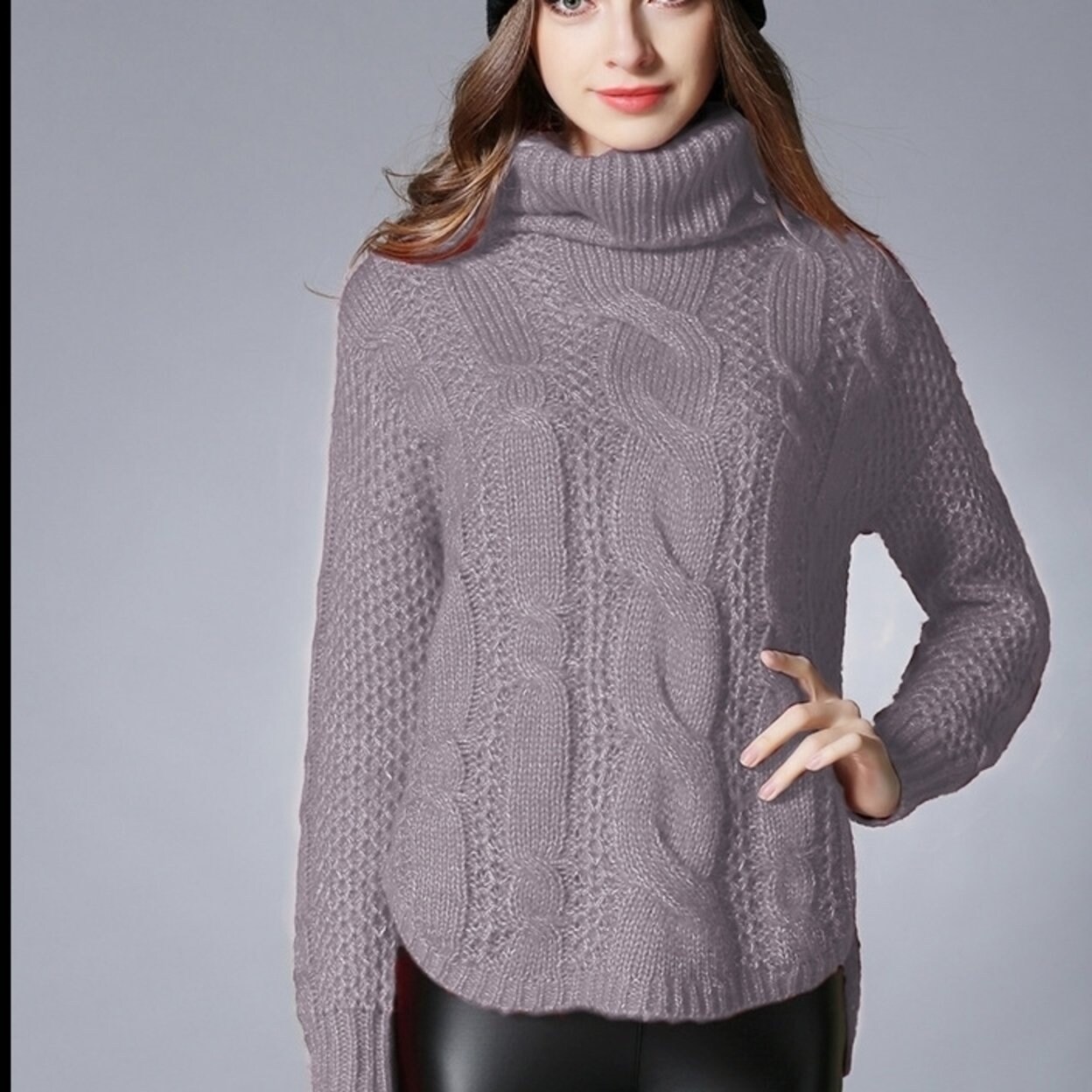 cable knit turtleneck sweater
