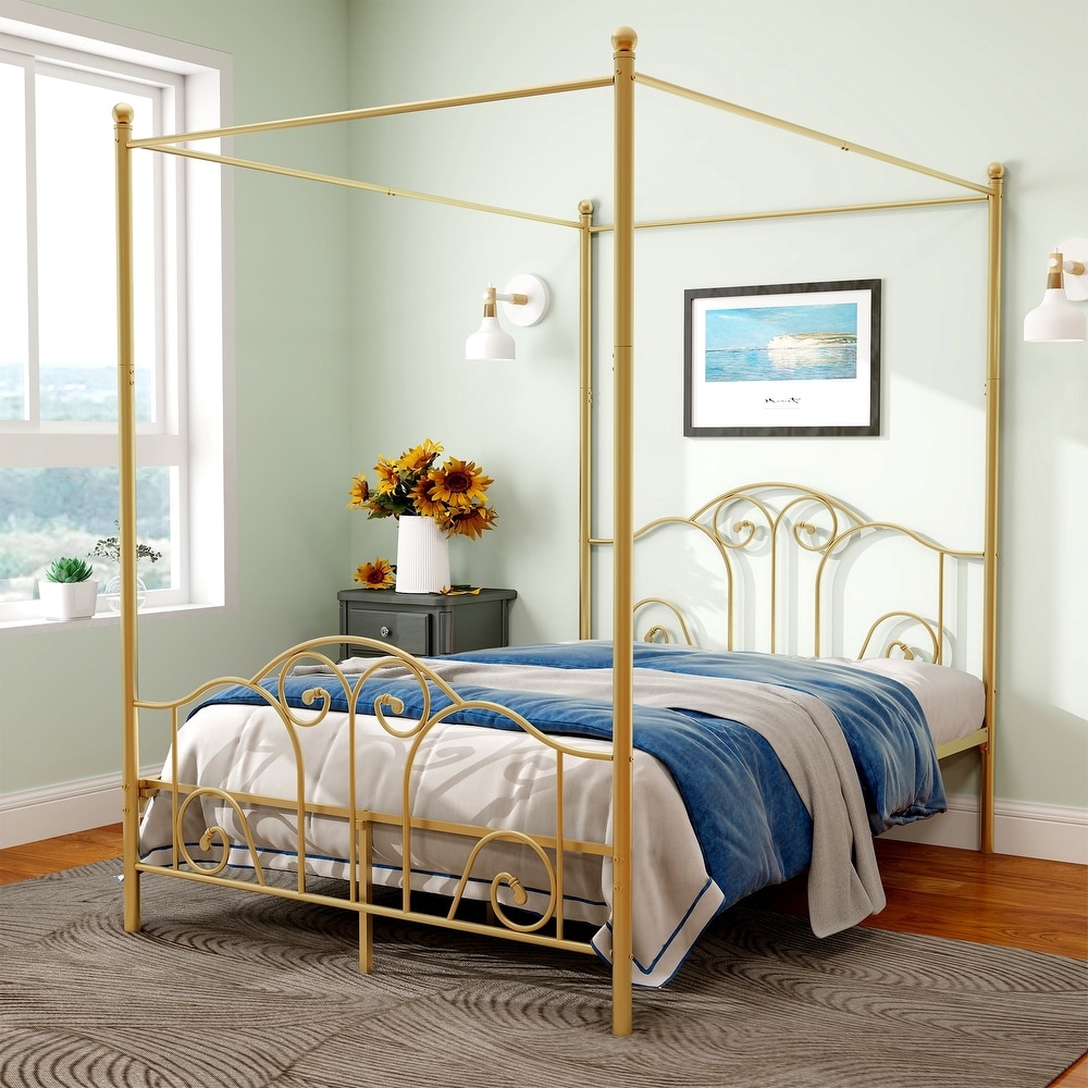Gold canopy hot sale bed frame full