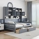 preview thumbnail 3 of 35, 2 Color Modern Full Size Wooden Daybed with 2 Drawers, All-in-One Cabinet and Shelf