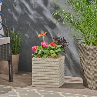Kaden Square Riveted Lightweight Concrete Indoor/ Outdoor Planter by Christopher Knight Home