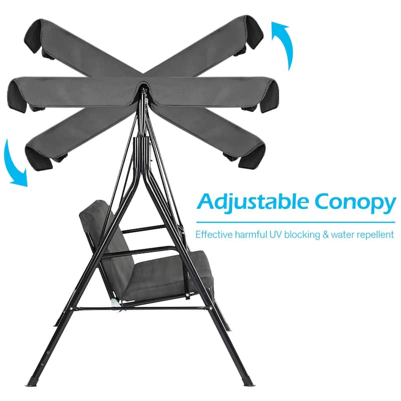 3-Seat Patio Swing Chair, Outdoor Porch Swing Glider