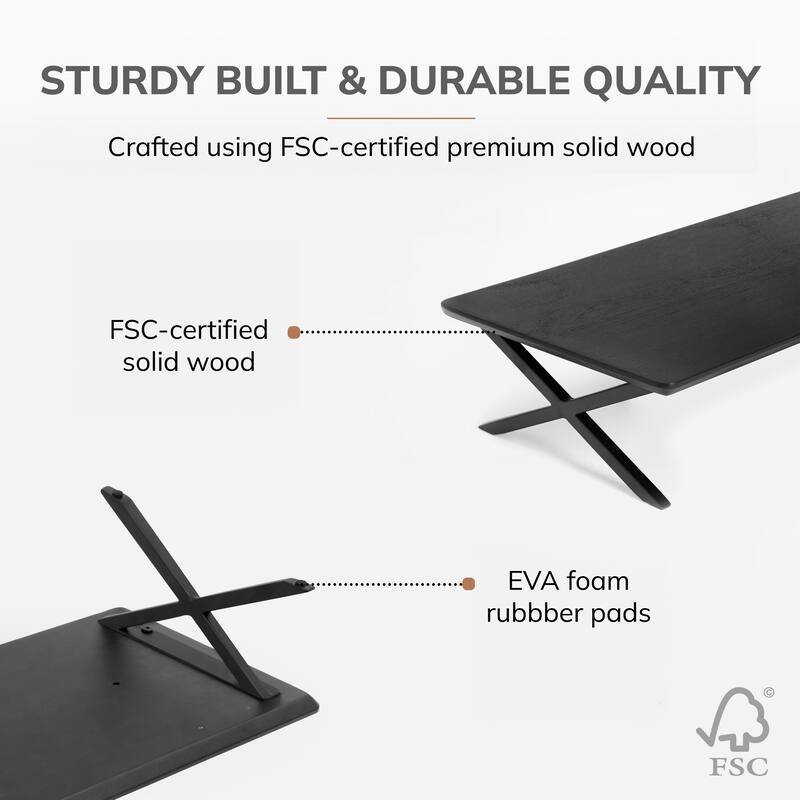 Jani Wood Monitor Stand Riser Desk - Ergonomic Design Stand, Desktop Organizer Table for Home, Office Workspace, Gaming Desk