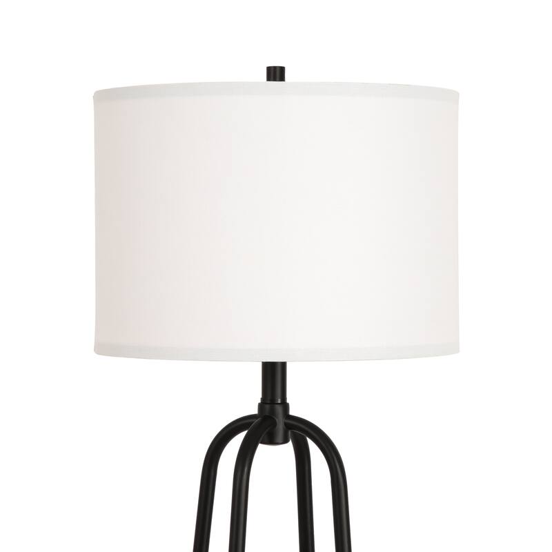 57.8'' Black Column Floor Lamp with Linen Shade(Set of 2)