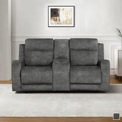 Liriope Microfiber Manual Double Reclining Loveseat