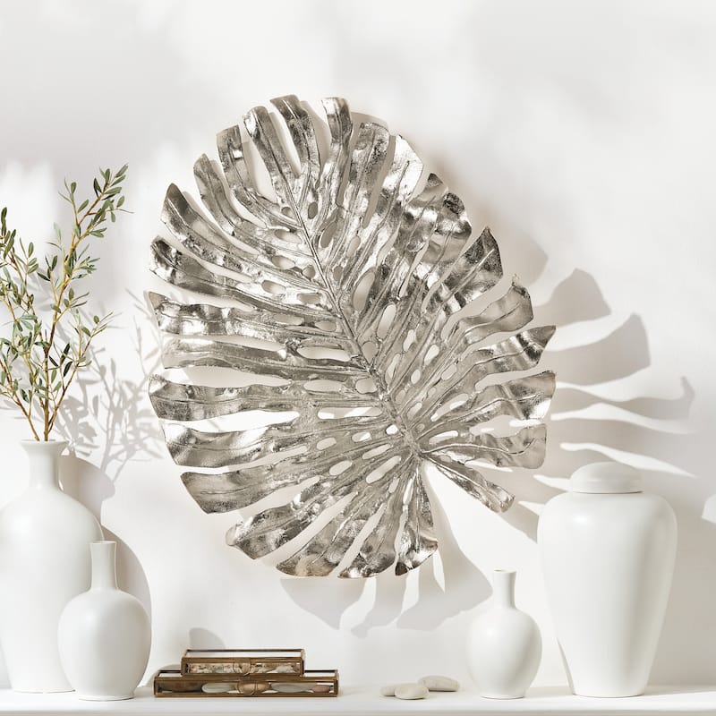 Monstera Leaf Grand Wall Art - Silver - Large