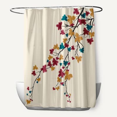 Maple Hues Flower Print Shower Curtain (71 x 74)