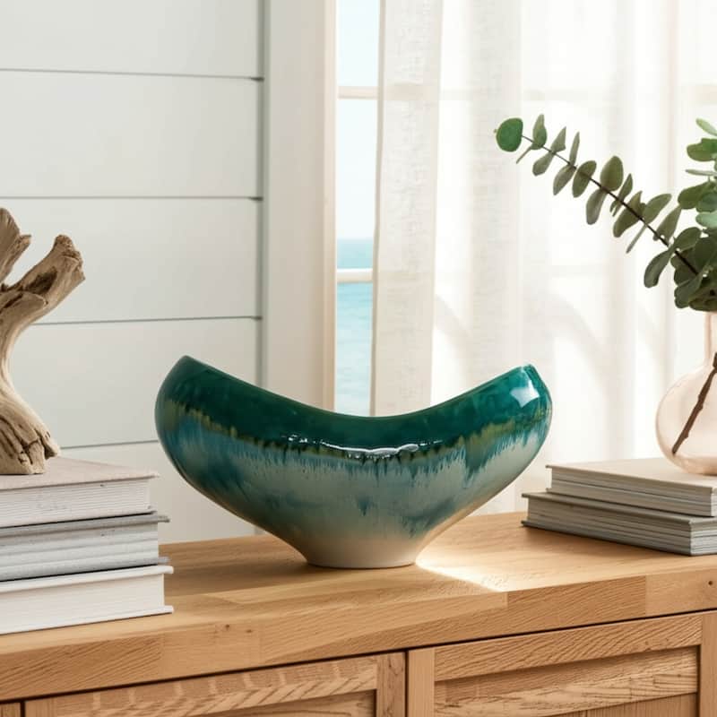 Ceramic Decorative Bowl with Sculptural Design and Glazed Finish