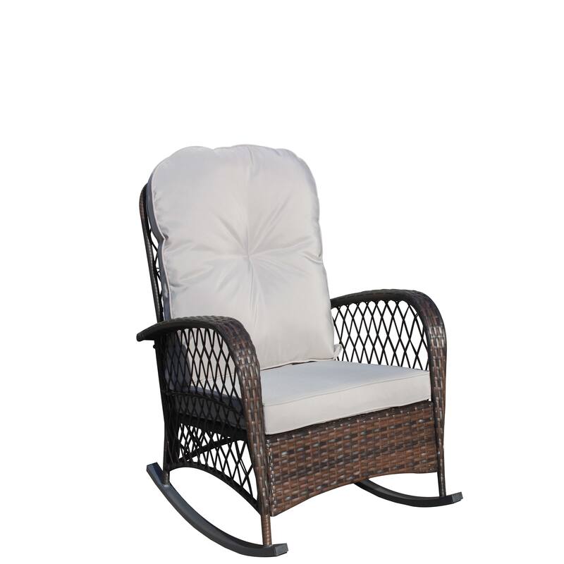 Outdoor Wicker Rocking Chair With Wide Seat (Excluding the table)