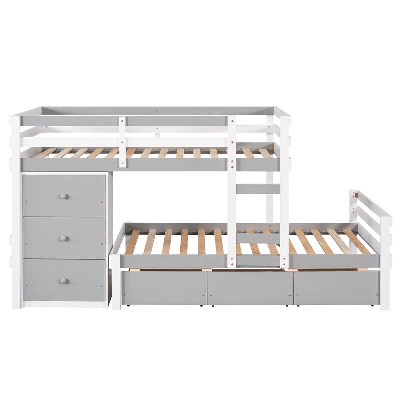 Twin over Twin Loft Bunk Bed with Drawers and Ladder