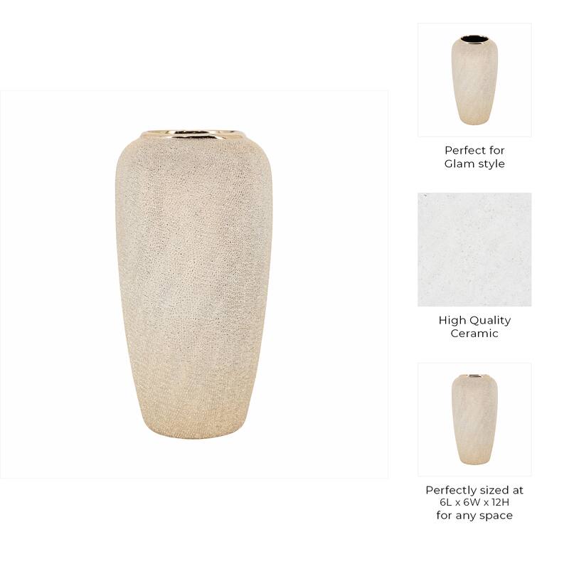 Ceramic Teardrop Textured Surface Vase - Silver