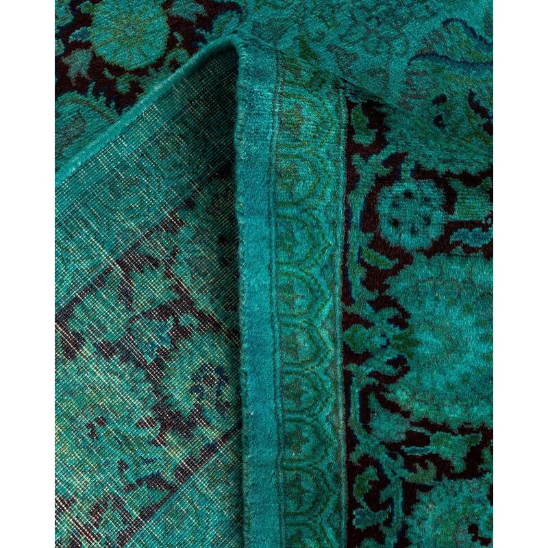 Overton Hand Knotted Wool Vintage Inspired Modern Contemporary Overdyed Blue Area Rug - 3' 2" x 5' 3"