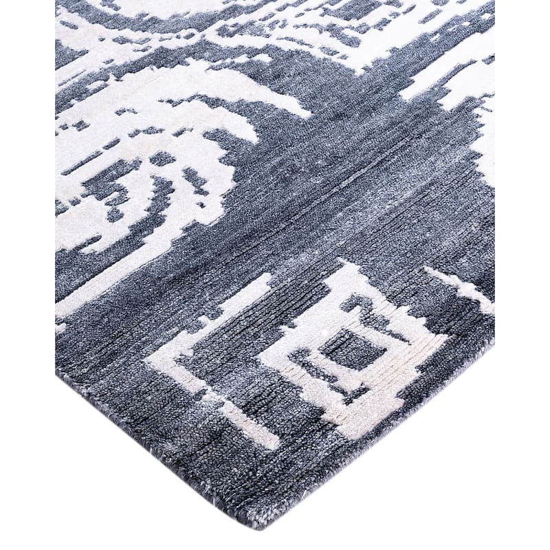 Modern One-of-a-Kind Hand-Knotted Area Rug, Blue - 9' 1" x 12' 3"