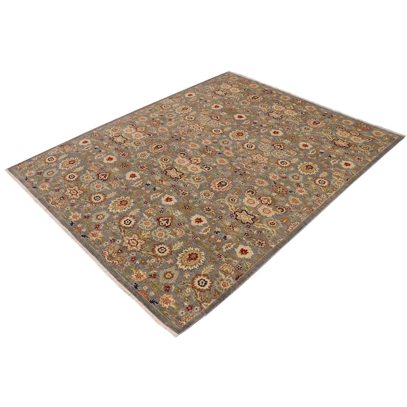 Shabby Chic Ziegler Rozanne Gray Brown Hand-knotted Wool Rug - 9'0" x 11'5"
