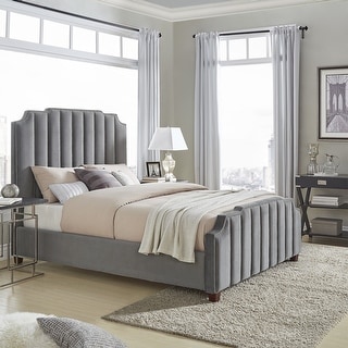 Chareau Velvet Upholstered Nailhead Bed by iNSPIRE Q Bold