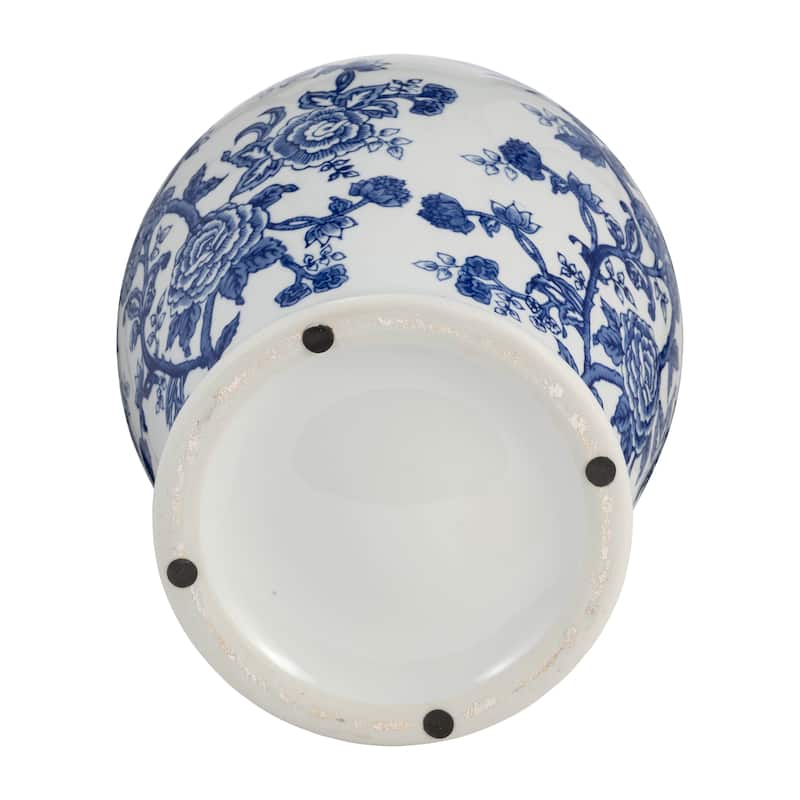 Sagebrook Home Ceramic Chinoiserie Ginger Jar with Lid