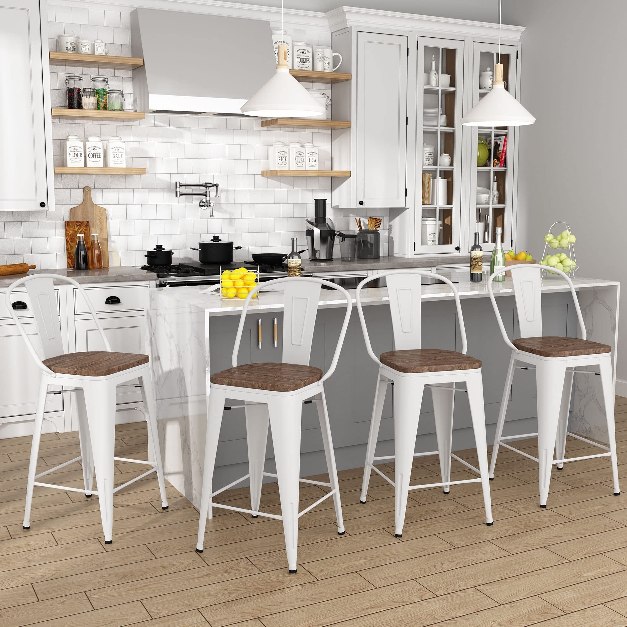 Farmhouse bar stools set of 2025 3