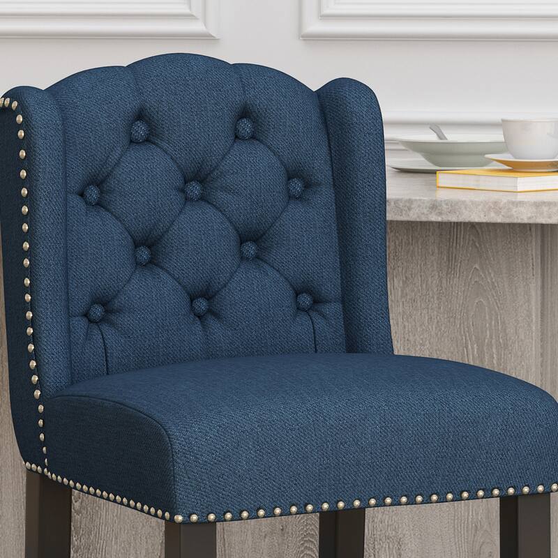 Tufted Wingback 27 Inch Counter Stools, Set Of 2