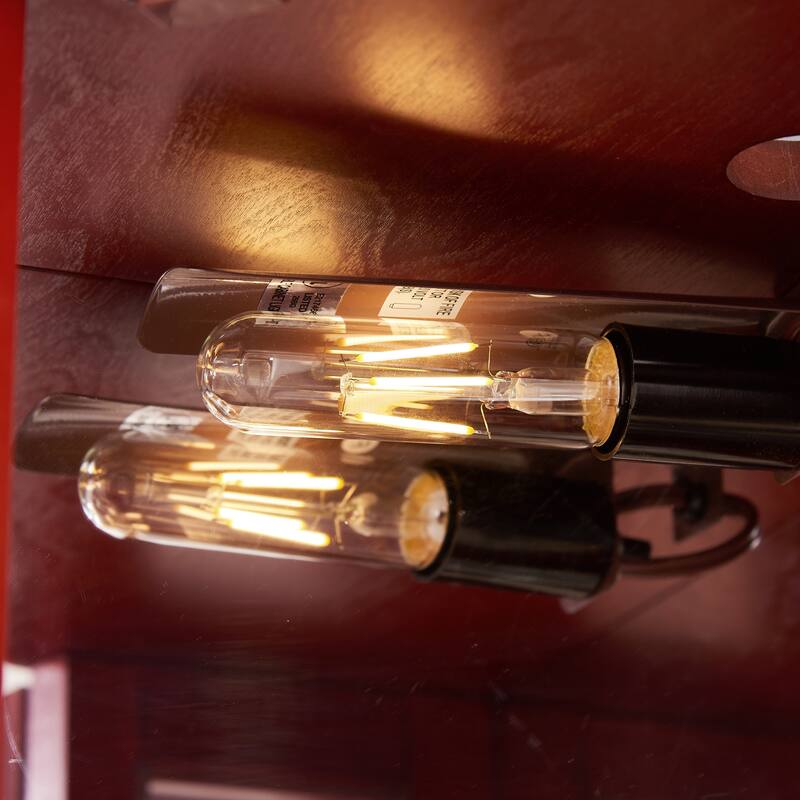 GDFStudio - Traditional Storage Corner Curio Cabinet with Lighted Glass Shelves