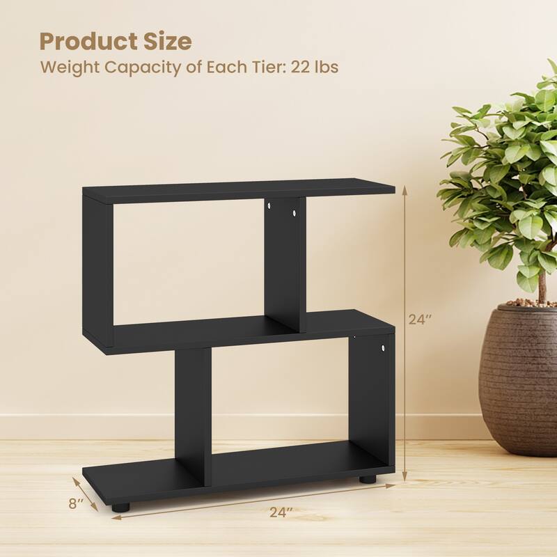 24 Inch 3-Tier Geometric Bookshelf with Thick Foot Pads - 24" x 8" x 24"