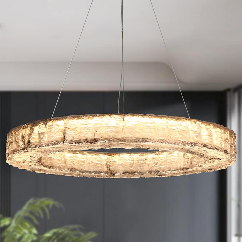 Modern LED 1-Light Ring Chandelier for Dining Living Room - Gold - 31.5" Dia. x 4" H