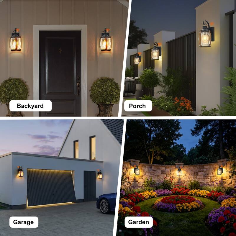 2-Pack 1-Light 11.84-in Outdoor Wall Light with Black and Barnwood