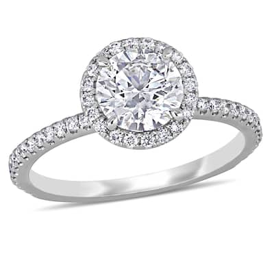 Miadora 1 1/3ct TDW Diamond Halo Engagement Ring in 14k White Gold