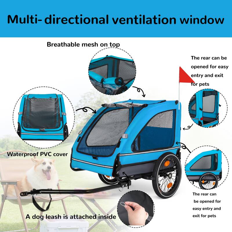 Pet Bike Trailer Dog Cart for Bicycle,Suitable for Small and Medium Pets, Easy Folding Cart Frame, Non-Slip Floor